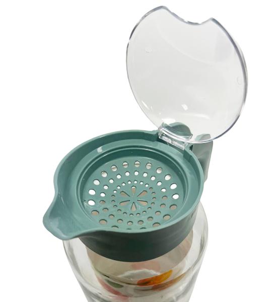 Glaskrug Pichet 1,5L mit Deckel und Ausgießsieb - olivgrün